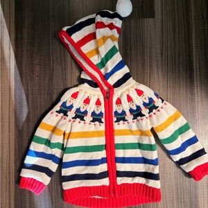 Hannah AndersonColorful Striped Hooded Sweater with Gnome Design